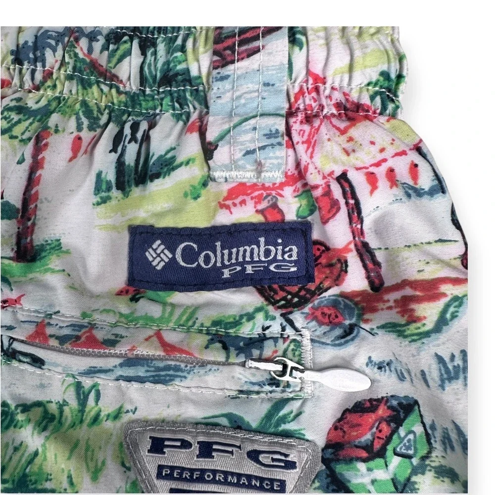 Columbia PFG Men's Swim Trunks Shorts Tropical Fish Print Elastic Waist Size S - Picture 1 of 16